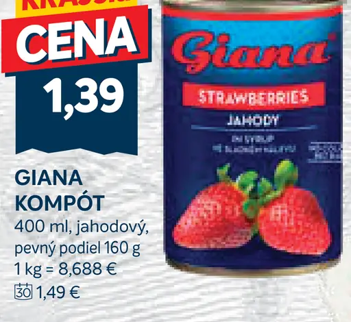 Giana jahodový kompót v náleve