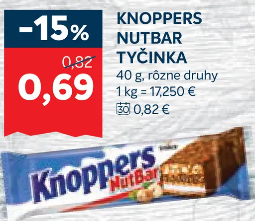 Knoppers Nutbar tyčinka – rôzne druhy