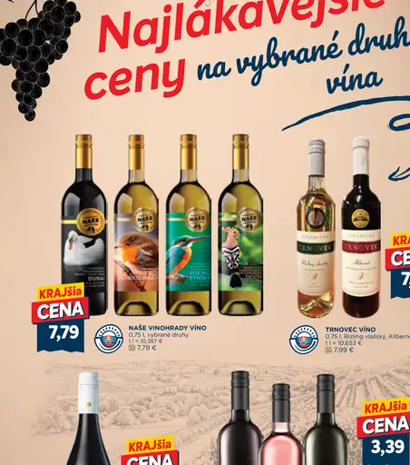 Naše vinohrady víno – Pálava, Hron a iné druhy