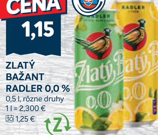 Zlatý Bažant Radler 0,0%