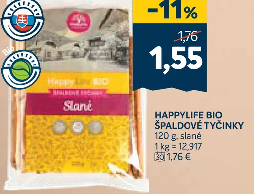 HappyLife Bio špaldové tyčinky slané