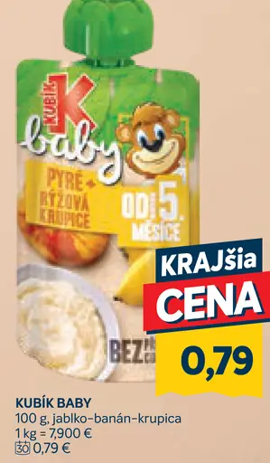 Kubík Baby pyré jablko-banán-krupica