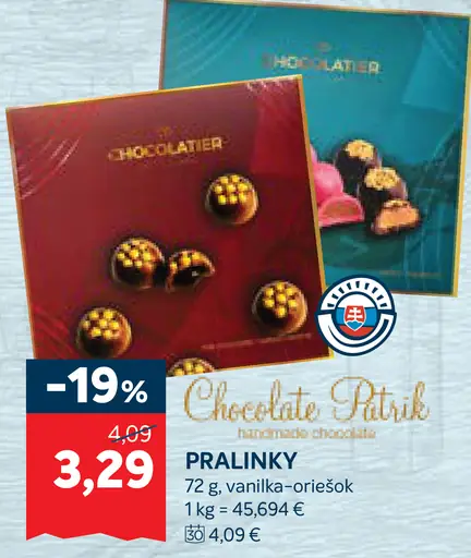 Chocolatier Pralinky vanilka-oriešok