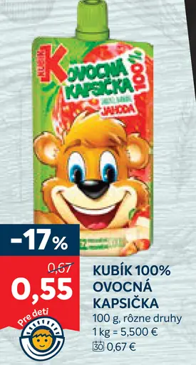 Kubík 100 % ovocná kapsička