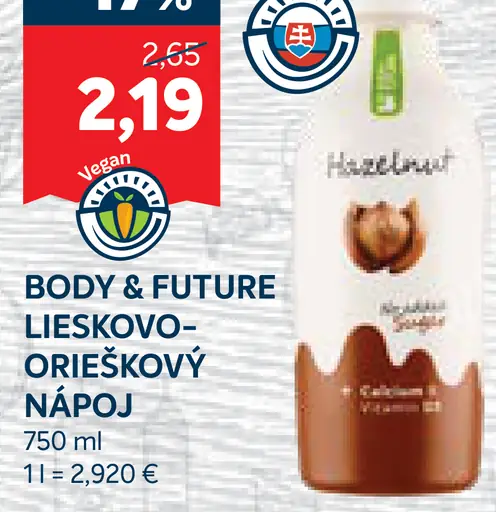 Body & Future Lieskovo-orieškový nápoj