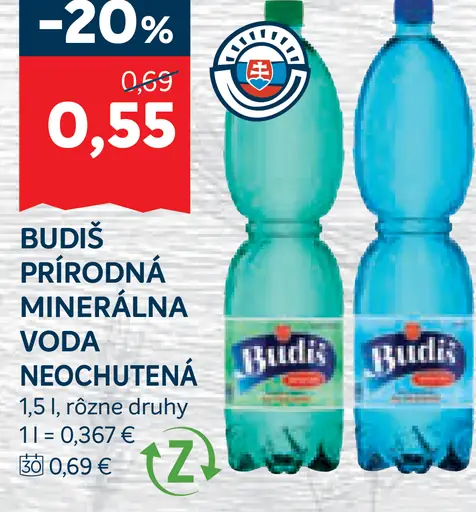 Budiš prírodná minerálna voda neochutená