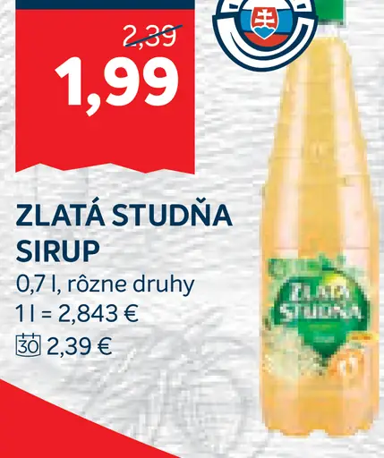 Zlatá Studňa sirup rôzne druhy