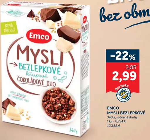 Emco bezlepkové müsli, vybrané druhy