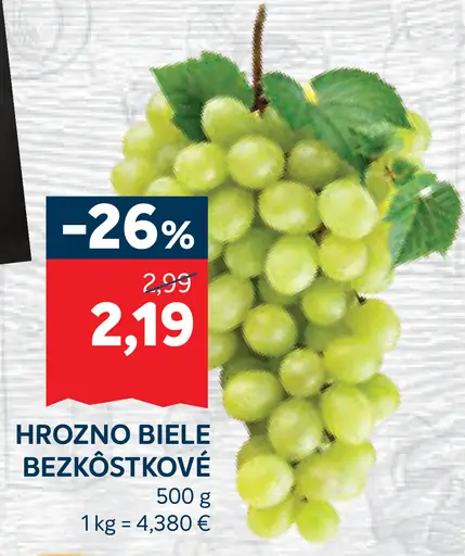 Hrozno biele bezjadierkové