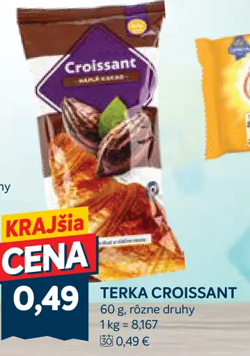 Terka croissant pečený rôzne druhy