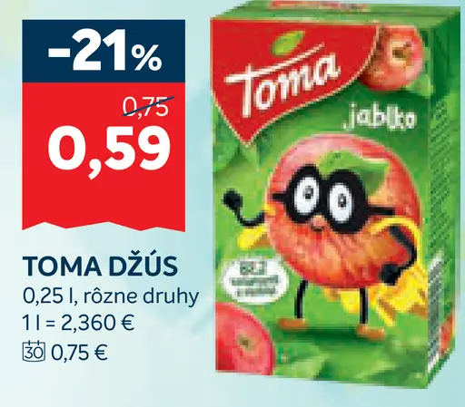 Toma džús, rôzne druhy