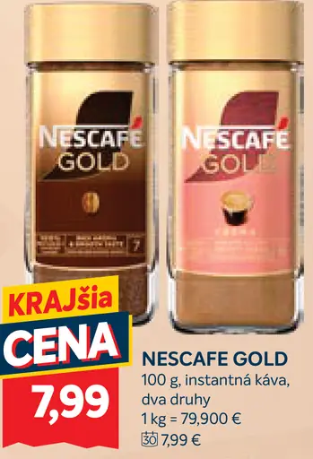 Nescafé Gold instantná káva 2 druhy