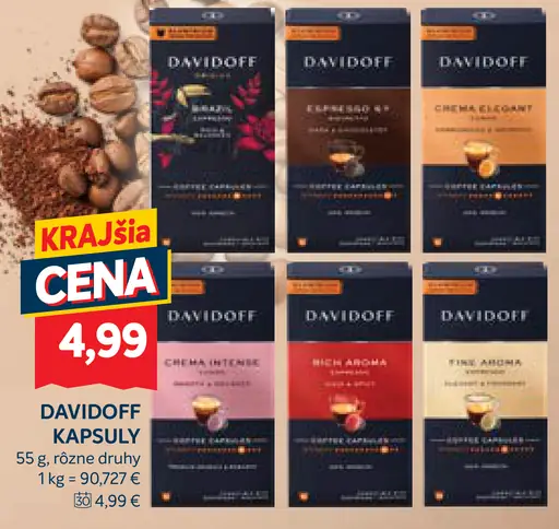 Davidoff kapsuly na kávu, rôzne druhy
