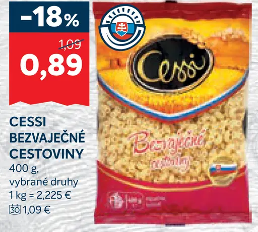 Cessi bezvaječné cestoviny, vybrané druhy