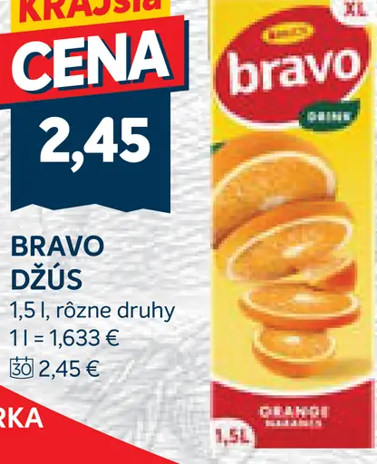 Bravo džús, rôzne druhy