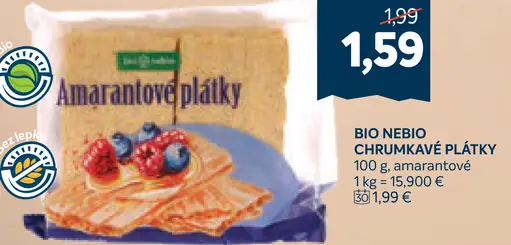 Bio Nebio chrumkavé plátky s amarantom