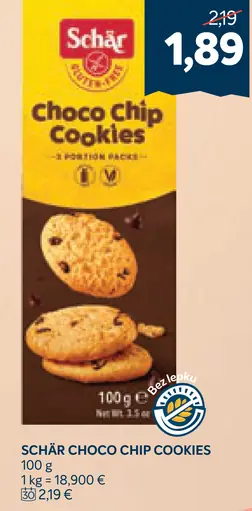 Schär Choco Chip Cookies bezlepkové