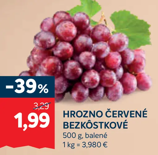 Hrozno červené bezkôstkové