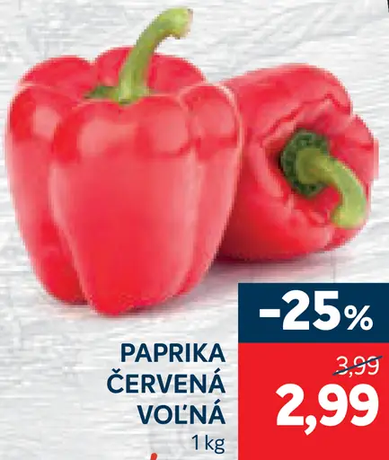 Paprika červená voľná