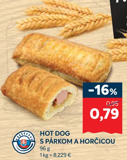 Hot dog s párkom a horčicou