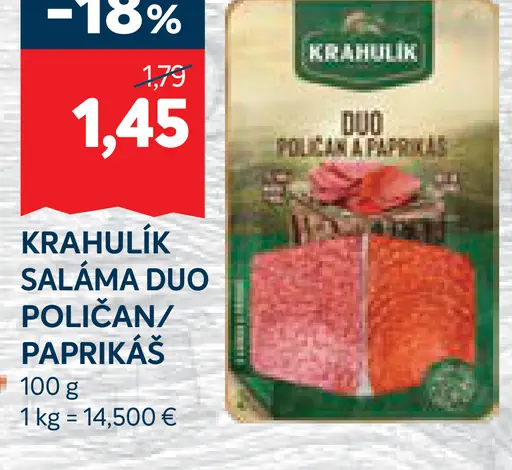 Krahulík saláma Duo Poli­čan a Paprikáš