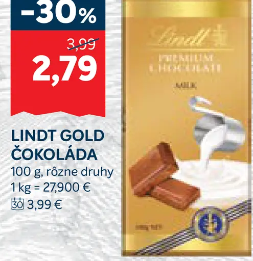 Lindt Gold čokoláda