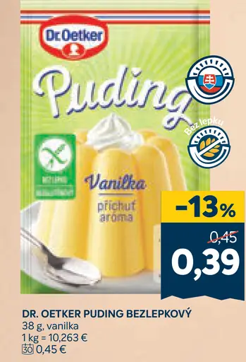 Dr. Oetker puding bezlepkový vanilka