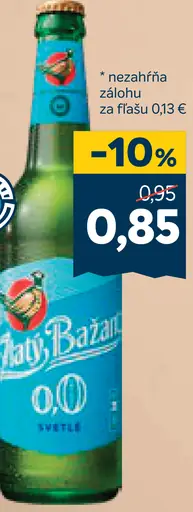 Zlatý Bažant 0,0% svetlé nealkoholické pivo
