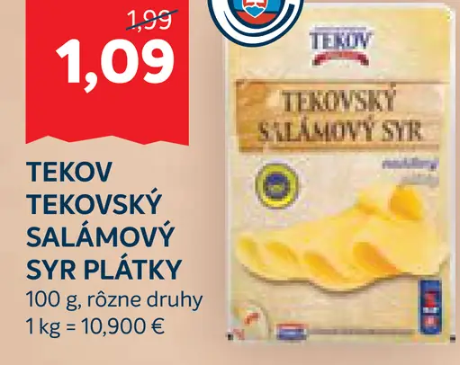 Tekovský Salámový syr plátky