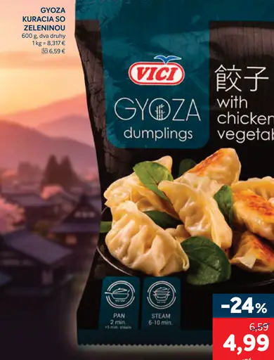 Gyoza kuracia so zeleninou – dva druhy