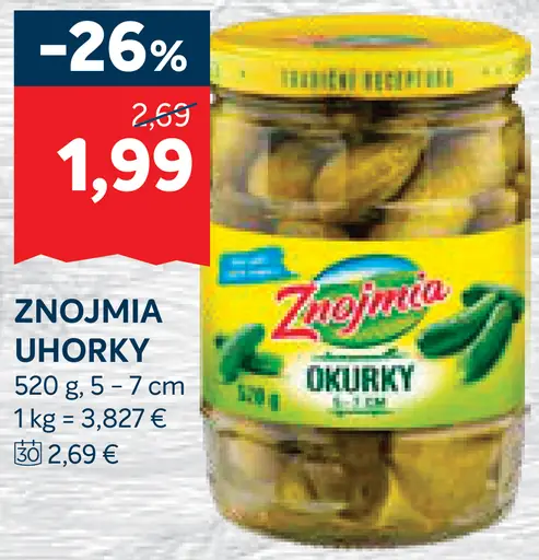 Znojmia uhorky 5–7 cm