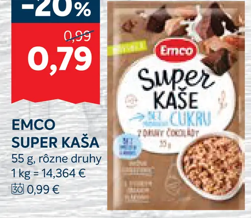 Emco Super kaše, rôzne druhy