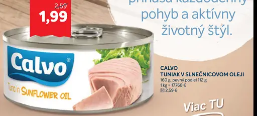 Calvo tuniak v slnečnicovom oleji
