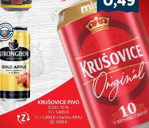 Krušovice pivo s kartou KRAJ