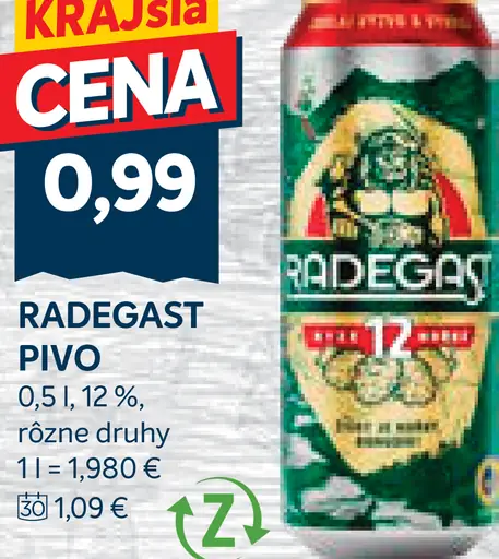 Radegast Pivo plechovka
