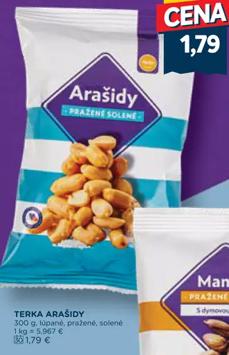 Terka arašidy pražené, solené, lúpané