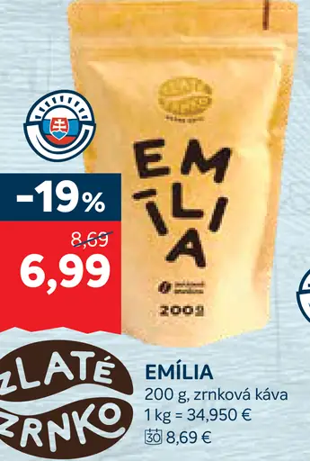 Emília zrnková káva