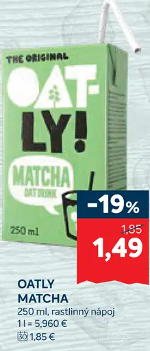Oatly Matcha rastlinný ovsený nápoj
