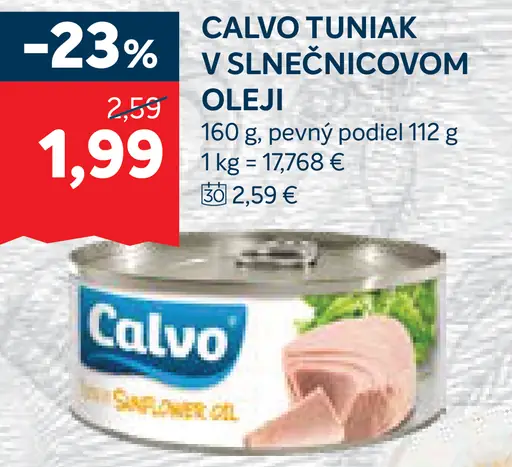 Calvo tuniak v slnečnicovom oleji