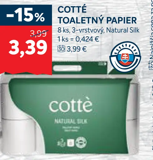 Cotté toaletný papier Natural Silk 3-vrstvový