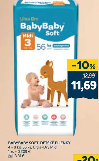 BabyBaby Soft detské plienky Ultra-Dry Midi