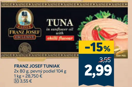 Franz Josef tuniak v slanom náleve