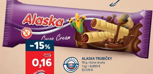 Alaska trubičky kakaové/mliečne