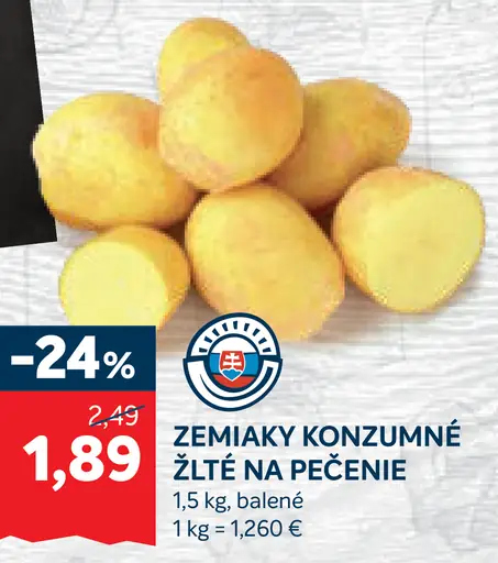Zemiaky konzumné žlté na pečenie