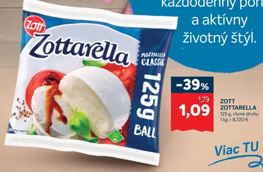 Zott Zottarella mozzarella Classic Ball, rôzne druhy