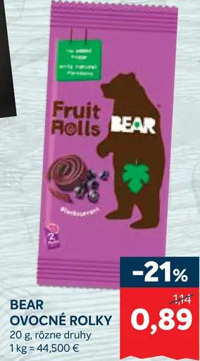 Bear ovocné rolky rôzne druhy