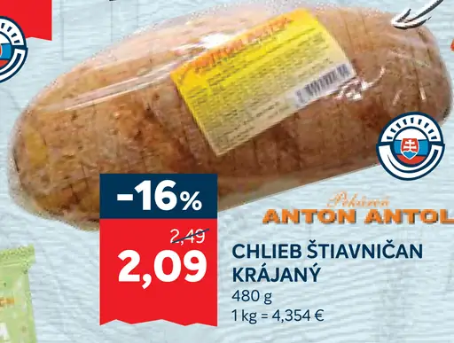 Anton Antol chlieb Štivanician krájaný