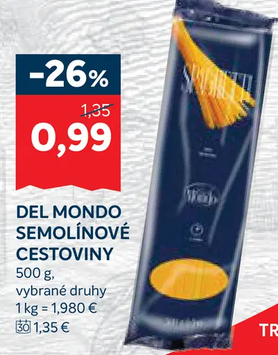 Del Mondo semolinové cestoviny vybrané druhy
