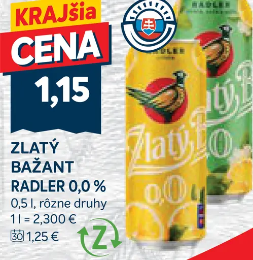 Zlatý Bažant Radler 0,0%