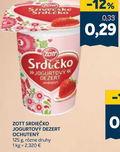 Zott Srdiečko jogurtový dezert